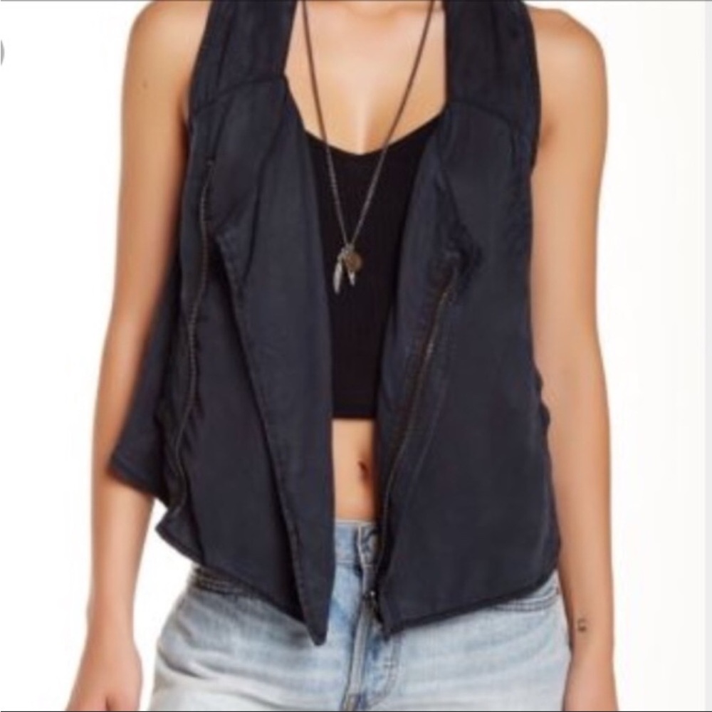 Free People Vest Cutout Military
